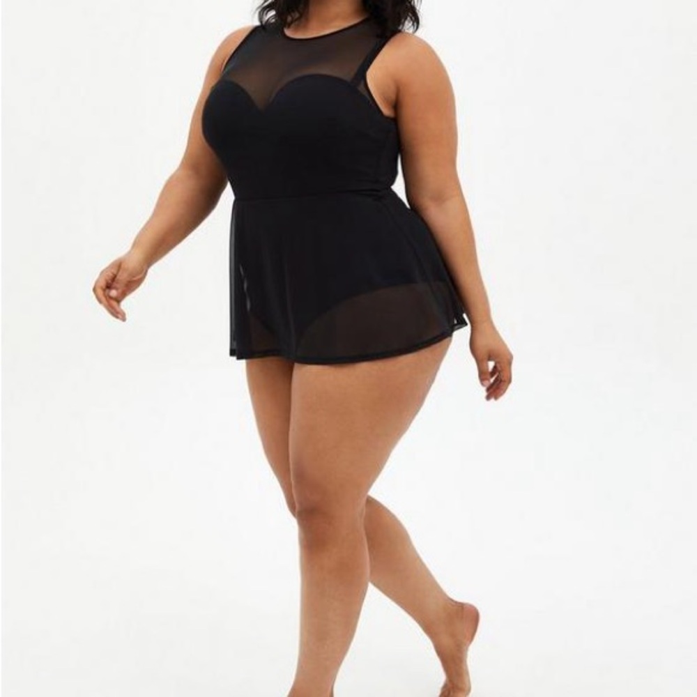 Torrid Underwire Short Mesh Overlay Swim Dress With Brief - Picture 8 of 8